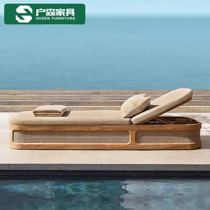 YFY Outdoor Recliner Villa Courtyard Waterproof Sunproof Hotel Resort Pool Outdoor Terrace Anti-corrosion Wood Reclining Bed