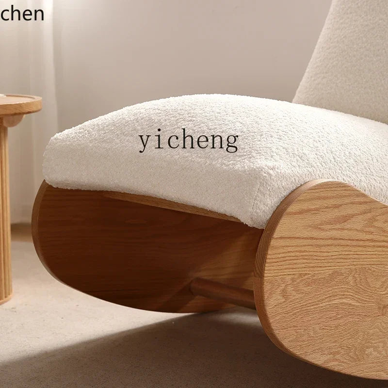 HXL rocking chair small apartment living room lazy chair bedroom all solid wood leisure chair