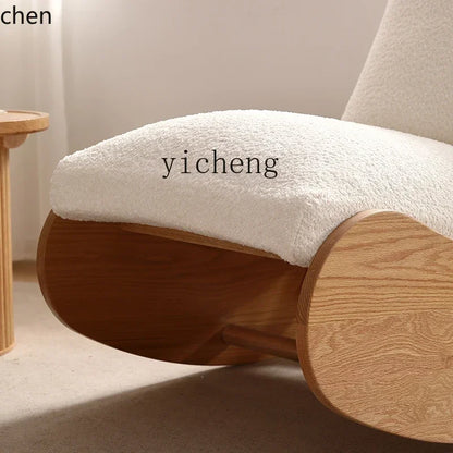 HXL rocking chair small apartment living room lazy chair bedroom all solid wood leisure chair