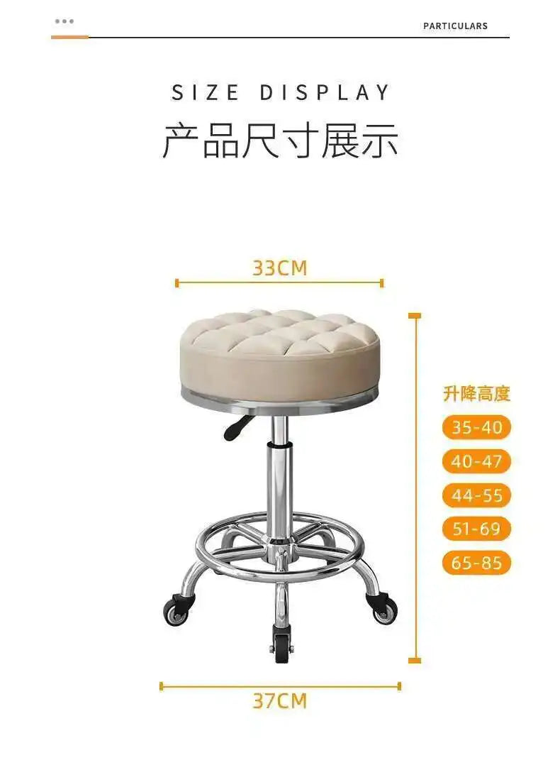Barber Nail Salon Chair Swivel Wheels Rotating Salon Hair Stylist Barbershop Equipment Furniture Professional Rolling Silla