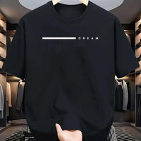 Men's summer fashionable casual loose plus size dreamy letter printed sports round neck short sleeved T-shirt top