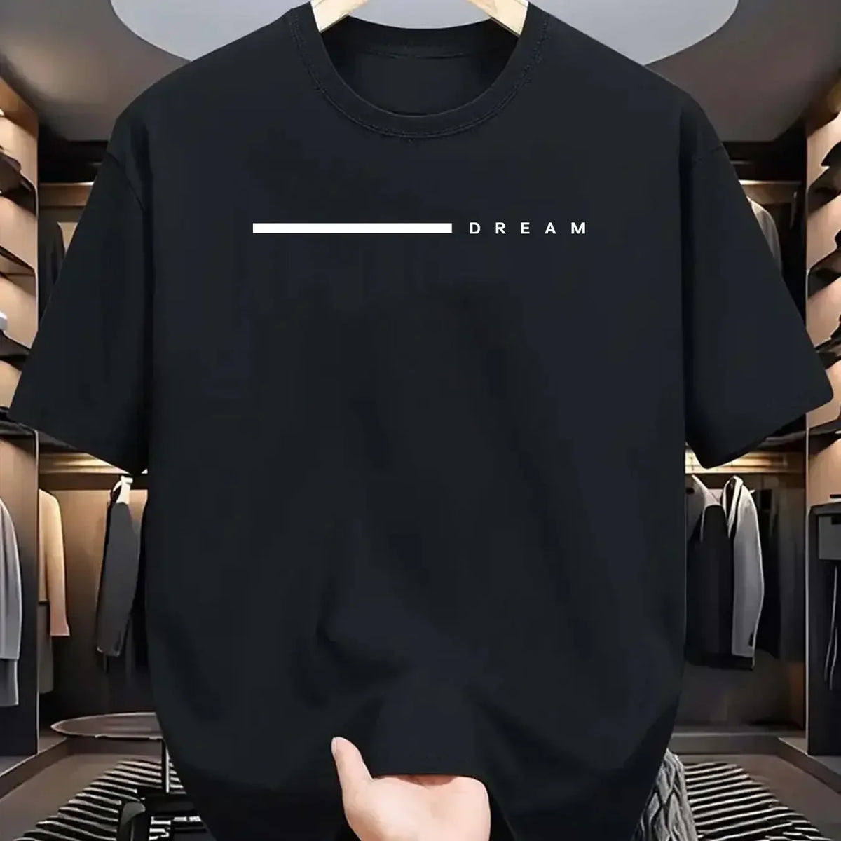 Men's summer fashionable casual loose plus size dreamy letter printed sports round neck short sleeved T-shirt top