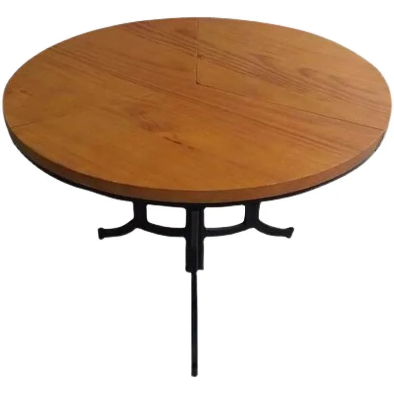 solid wood foldable dining table multi-functional invisible household removable retractable round table
