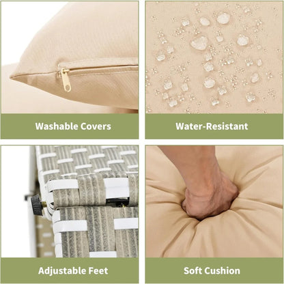 All-Weather Patio Round Outdoor Sectional Sofa Set with Retractable Canopy,Rattan Daybed Two-Tone Weave Sunbed with Separate Se