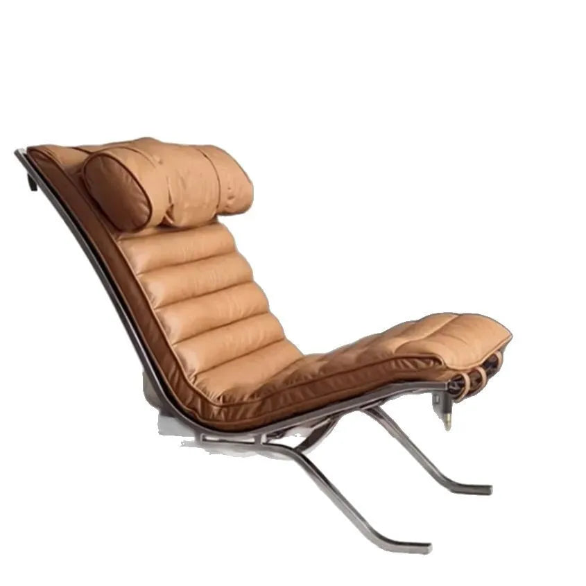 Leisure chair living room high-end retro recliner medium antique stainless steel sofa chair comfortable