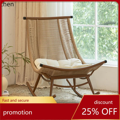 Hxl balcony rocking recliner casual outdoor rattan chair adult nap