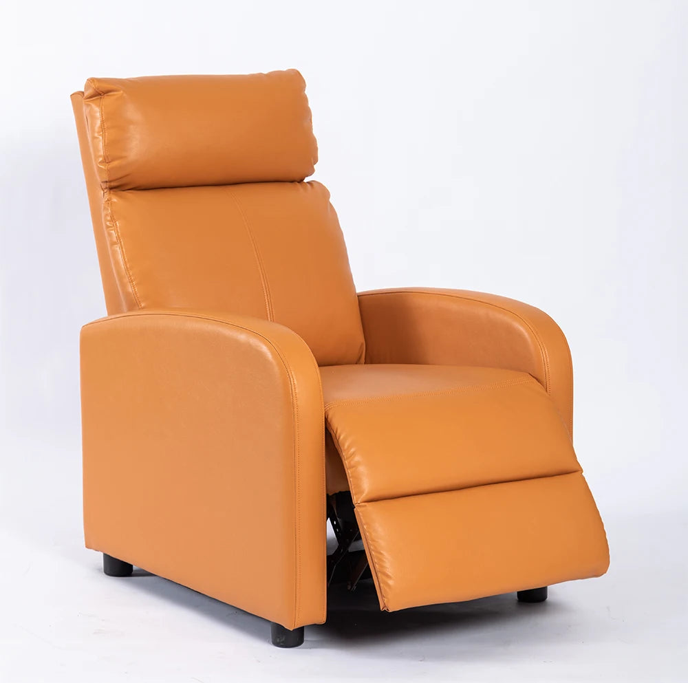 Single Recliner Chair PU Leather Push Back Leisure Chair for Home Theater Bedroom Apartment Dining Hotel