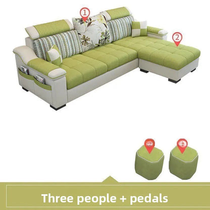 Fully Furnished Living Room Modern Fabric Sofa 3-Seater Removable Washable Cotton Linen Apartment Size
