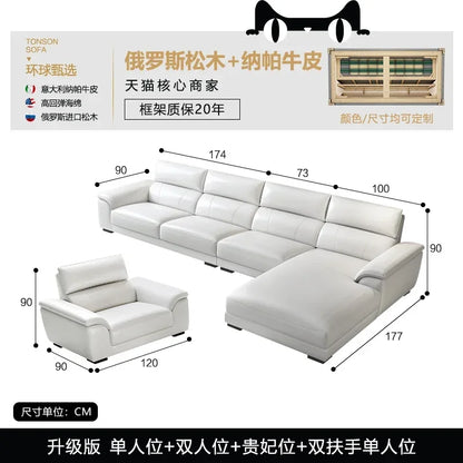 Italian style leather sofa size modern simple high-end cowhide living room sofa set living room combination sofa furniture