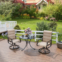 Patio Swivel Chairs Set of 2, Outdoor Dining Chairs High Back with Padded All Weather Breathable Textilene, Customized