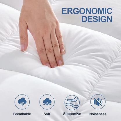 Cloud-Like Mattress Topper, Mattress Pad for Back Pain Relief, Breathable Quilted Fitted Mattress Protector for Hot Sleepers