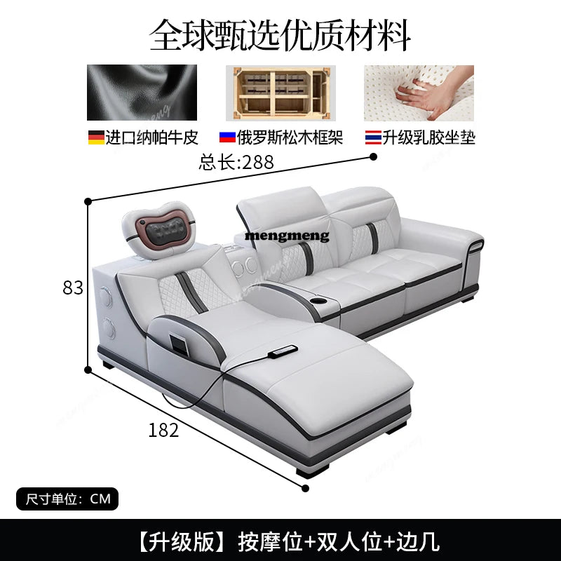 Multifunction Modern Sofas Genuine Leather Minimalist Electric Apartment Living Room Sofas Massage Comfortable Muebles Furniture