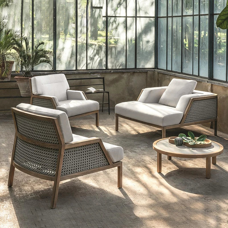 Outdoor rattan sofa, outdoor garden, courtyard, waterproof, sun protection, leisure terrace, furniture combination