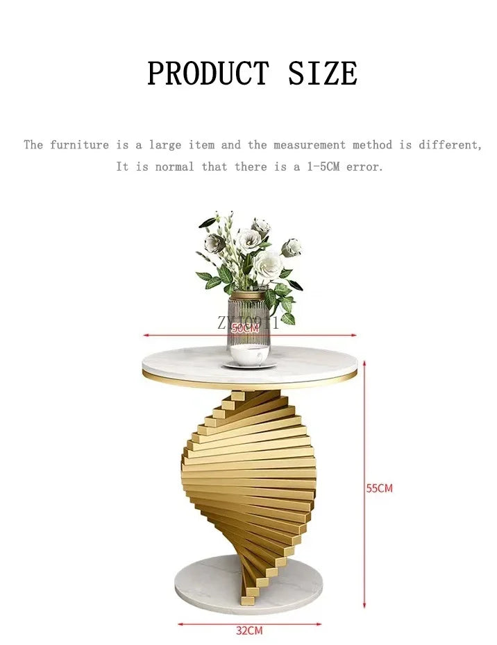 Living room modern luxury coffee corner table latest round top gold metal base side table