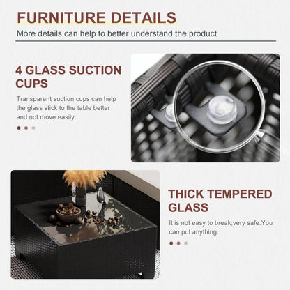 8-Piece Outdoor Patio Furniture Set with Fire Pit, Sectional Wicker Sofa, Conversation Area for Backyard