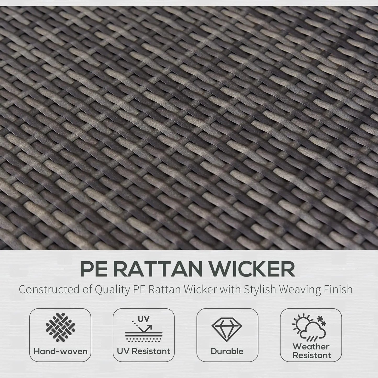 7pc PE Rattan Sectional Sofa All Weather Cushions Tempered Glass Tabletop Outdoor Patio Grey, Customized