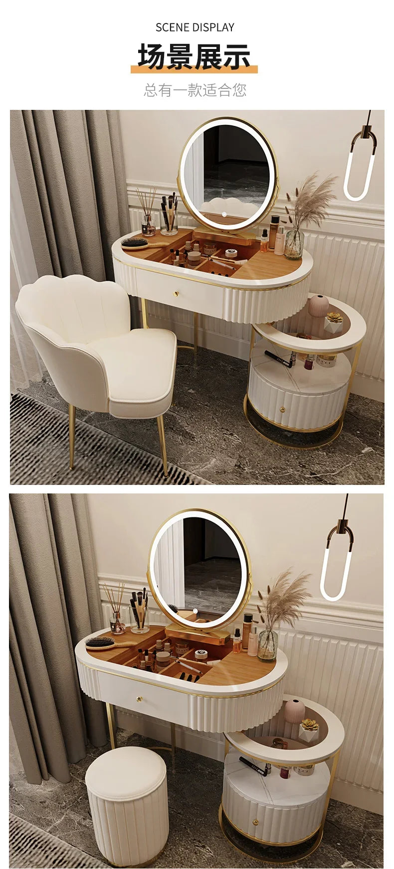 Luxury Charm Dressing Table Luxury Nordic Salon Drawer Nordic Dressing Table Mirror Chair Storage Coiffeuse Furniture Makeup