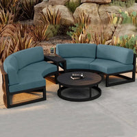Nordic outdoor sofa coffee table combination simple courtyard waterproof sunscreen circular arc furniture