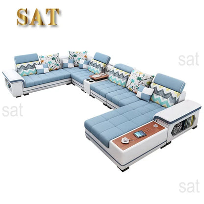 For living room minimalist modern large unit furniture set combination cotton and linen 2024 new technology fabric sofa