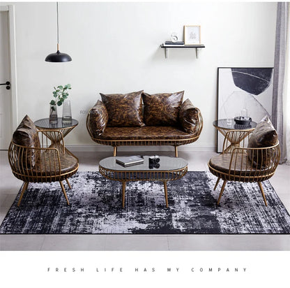 Living Room Furniture Bedroom Light Luxury Minimalist Single Sofa Chair Lounge Chair Nordic Wrought Iron Living Room Chairs