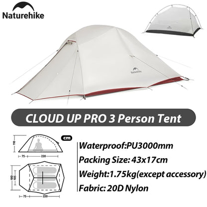Naturehike Cloud Up Pro Tent 1 2 Person 20D Ultralight Portable Waterproof Camping Tent Outdoor Hiking Travel Backpacking Tent