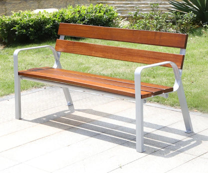 Customized New Design Solid Wood Memorial Outdoor Bench with Armrests High Quality Town Park Garden Street Waiting