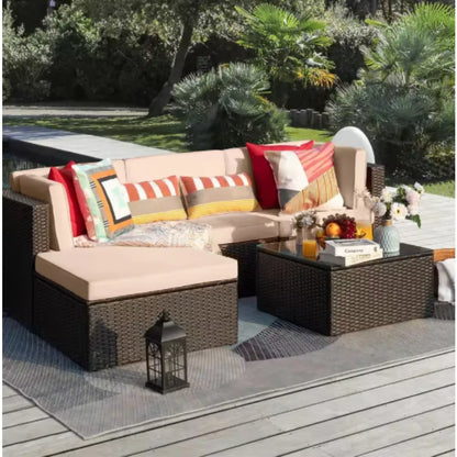 Patio Furniture Sectional Set Outdoor Lawn Conversation Sets,make you comfortable whether you are sitting or lying down