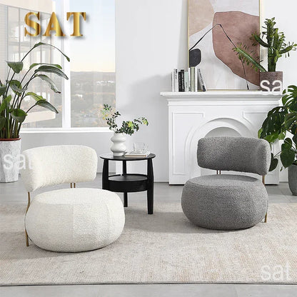 z Luxury Nordic Lounge Chair Stainless Steel Single Chair Soft Fur Boucle Accent Chair for Home Hotel