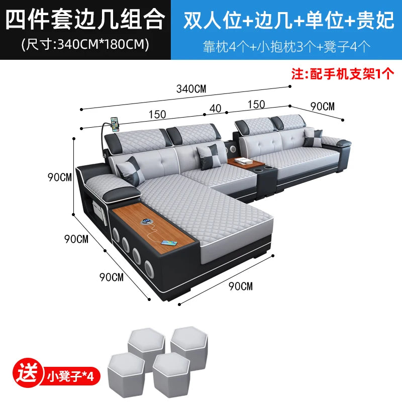 New multi-functional sofa simple modern living room large corner removable and washable technology cloth sofa combination furnit
