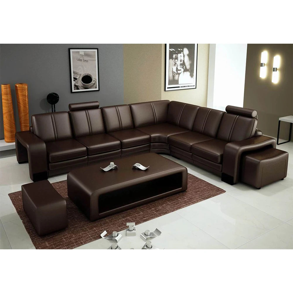 Elegant Furniture Living Room Seater Leather L Sectional Corner Armchair Sofas With Single Seat Chair