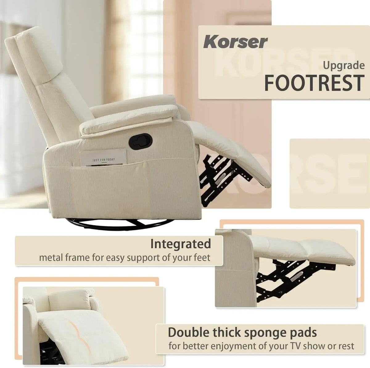 Recliner Chair, Swivel Rocking Recliner Chair for Adults, Glider Rocking Chair, Small Nursery Chair Recliner for Living Room