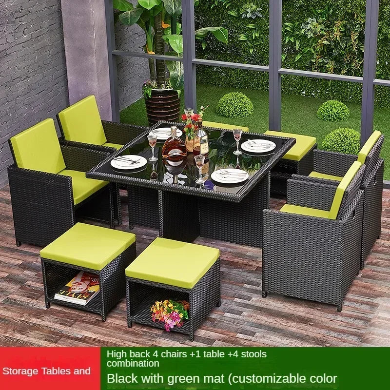 Modern Open-air Garden Furniture Sets Patio Rattan Furniture Set Waterproof and Sun-proof Armchair Leisure Outdoor Table Chairs