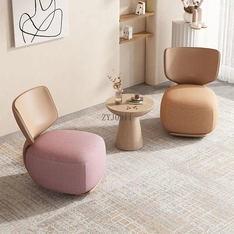 Creative small fabric cover high elasticity sponge filled casual fabric living room chair with wooden backrest