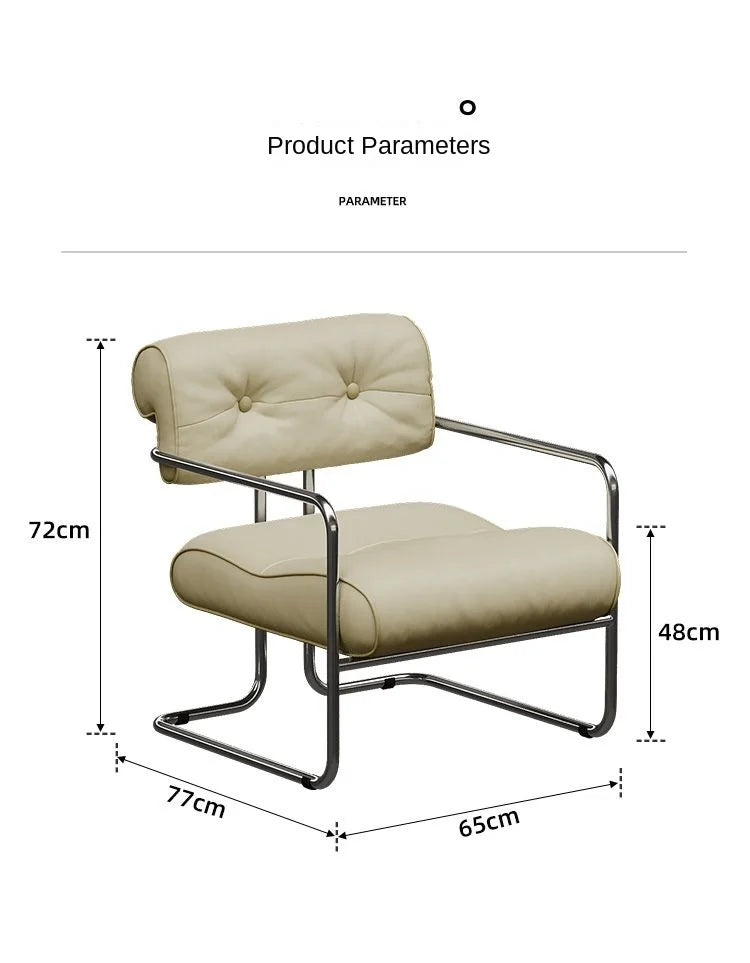 MOMO Antique Style Sofa Chair Living Room Designer Simple Single Chair Hotel Club Bauhaus Negotiation Stainless Steel Chair