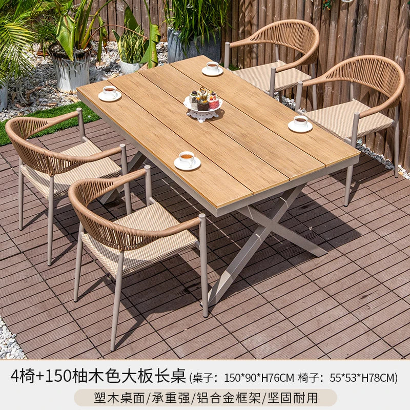 Outdoor table and chair courtyard villa leisure open-air balcony rattan chair Internet celebrity waterproof sunscreen garden