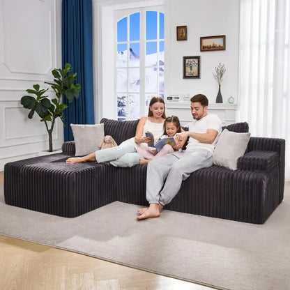 96” L-Shape Memory Foam Sectional Sofa 3 Seat Modular Couch for Living Room - Extra Long Comfortable Couch for Large Spaces