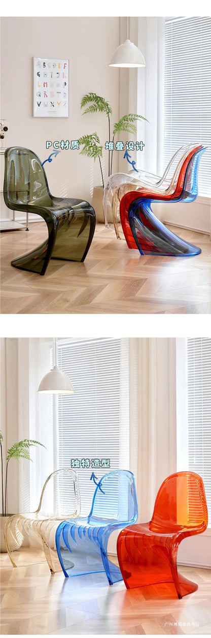 Transparent Plastic Dining Chair, Simple and Modern Home Chair, Backrest Chair, Vanity Stool