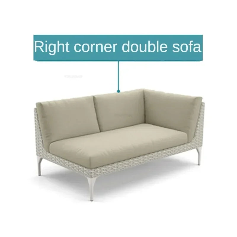 Nordic PE Rattan Outdoor Sofas Set Modern Garden Furniture Home Waterproof Sun Protection Set Leisure Patio Balcony Lounge Chair
