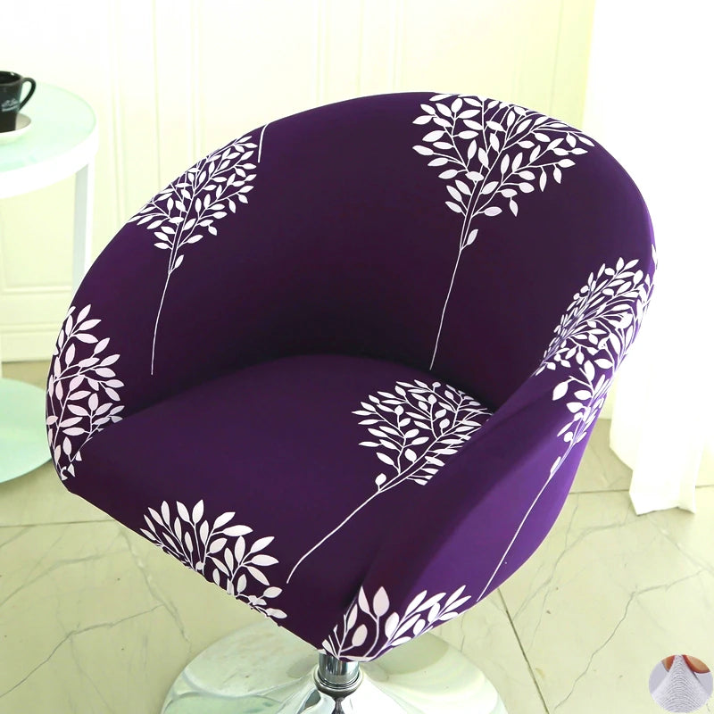 Universal Curved Chair Cover Short Back Printed Arc Armchair Covers Dining Chair Covers Home Spandex Elastic Dustproof Cover