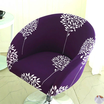 Universal Curved Chair Cover Short Back Printed Arc Armchair Covers Dining Chair Covers Home Spandex Elastic Dustproof Cover