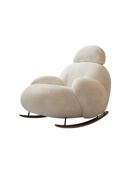Big white Internet celebrity rocking chair lazy sofa single rocking cream living room lazy chair simple balcony bedroom