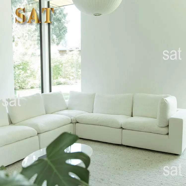 ♢X Modern Luxury White Modular Cloud Sofa 6 Seater U Shape  Sofa Sets Couches  Cloud Sectional Couches for Living Room&