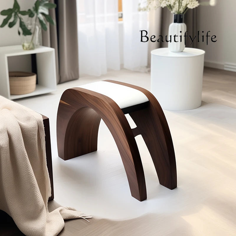 Nordic creative small stool high-end home stool strong and durable solid wood fashion shoe change solid wood seat stool