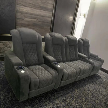 Modern Black Fabric Electric Recliner Theater Chair Luxury Home Vip Seating Cinema Room Sofa Power Reclining Movie Furniture