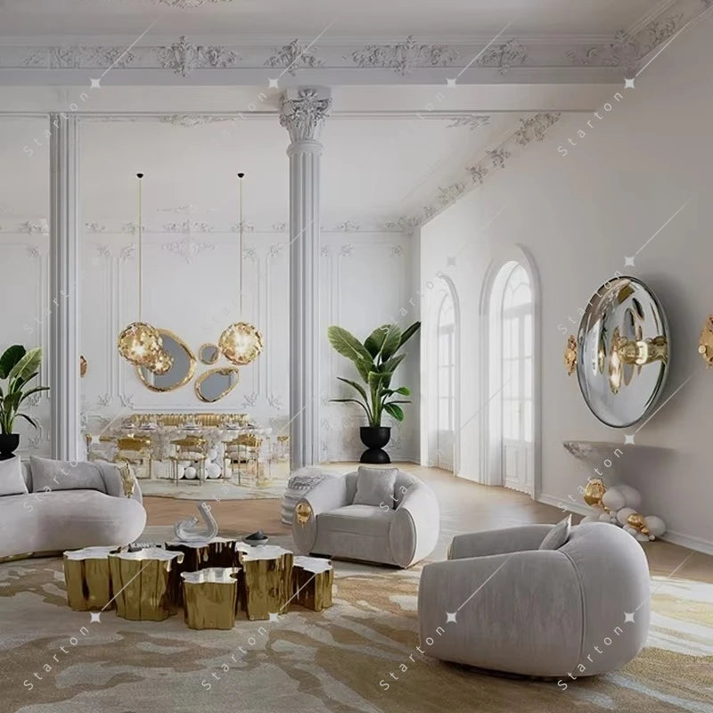 High Quality Living Room Furniture Modern Minimalist Sofa Cama Leather Large Curved Couch Sofa for Villa Sofas De Salon