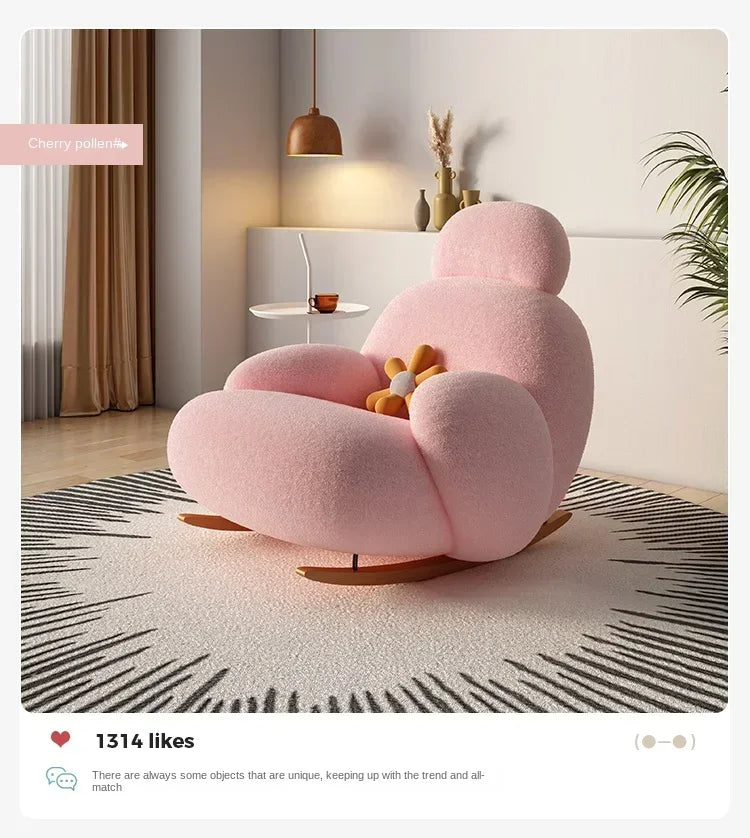 Nordic Bedroom Creamy Velvet Rocking Lounge Chair,living Room Balcony,rotatable Single Person Large White Bear Leisure Chair
