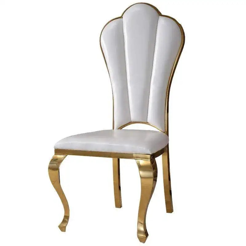 Modern simple stainless steel luxury hotel dining chair high-end soft bag white leather back chair fashionable home dining chair