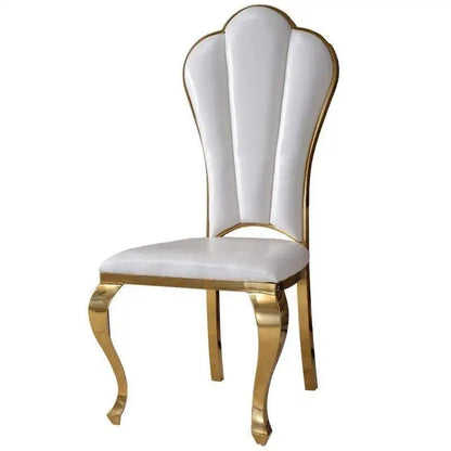Modern simple stainless steel luxury hotel dining chair high-end soft bag white leather back chair fashionable home dining chair