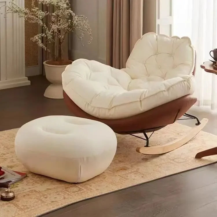 Elegant Nordic Rocking Chair for Living Room Single Penguin Chair Cozy Lazy Sofa Stylish Lounge Chair for Balcony and Patio