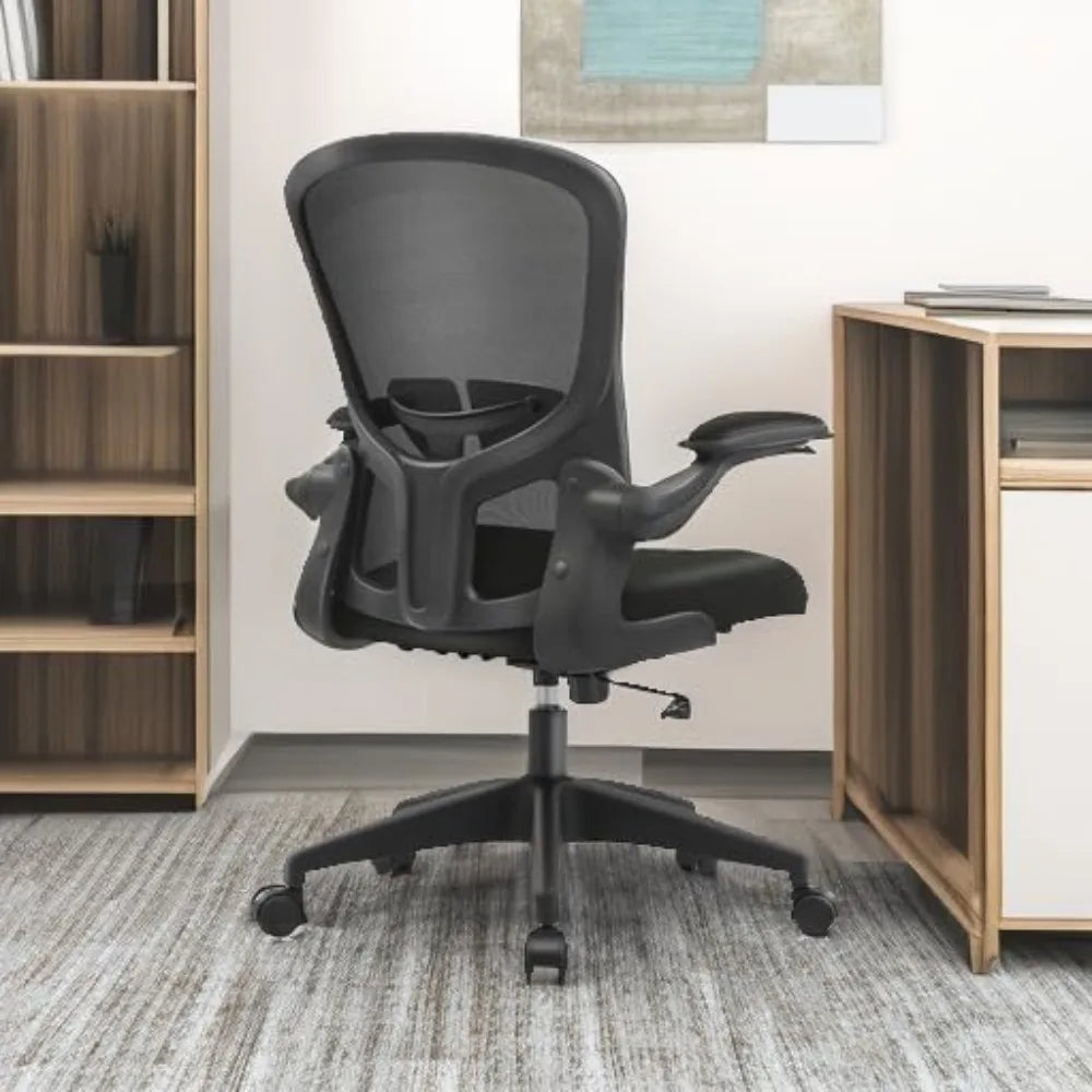 ergonomic office chair with swivel, adjustable height and lumbar support, wheels for pc desk